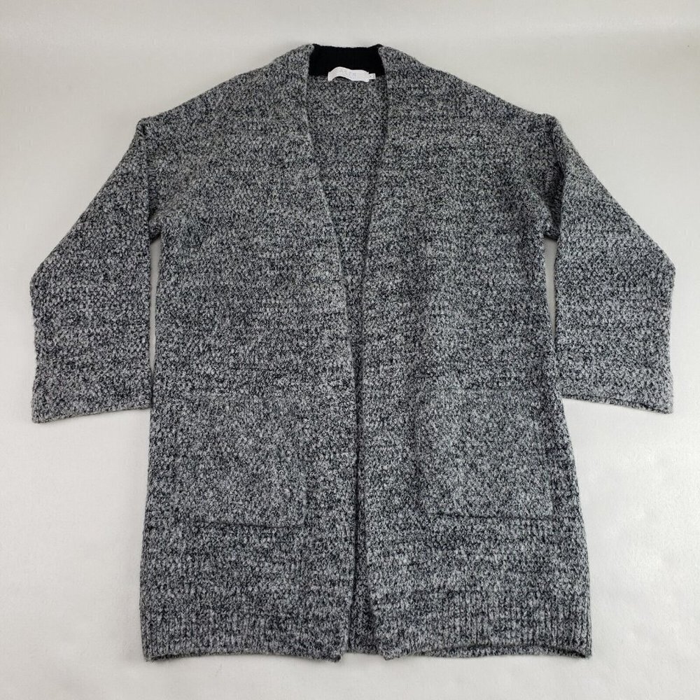 Astr The Label Open Front Cardigan Womens Medium Gray Wool Blend Chunky Sweater
